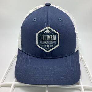 Columbia Sportswear Company Snapback Trucker Hat Blue White One Size Adjustable
